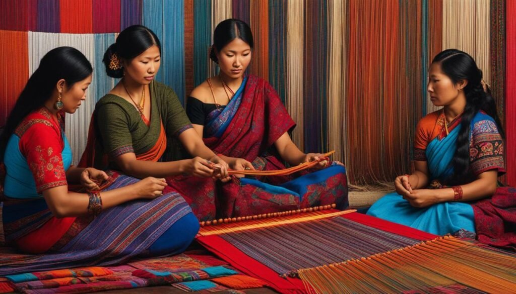 Yakan women weaving vibrant fabrics